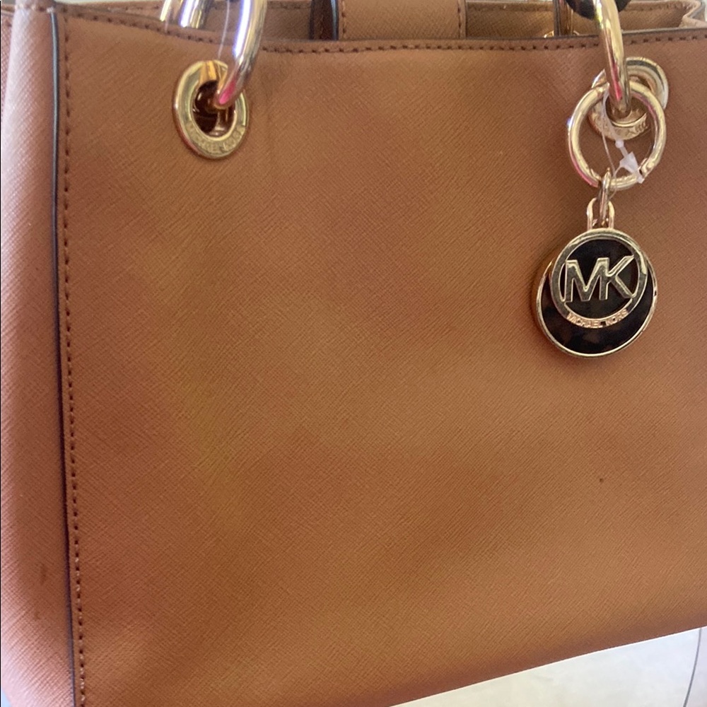 Michael Kors Brown Saffiano Leather Satchel with Gold Hardware - Picture 8 of 8